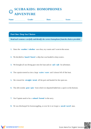 Grade 4 Homophones — Printable No-Prep Worksheet