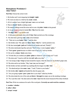 Homophones Worksheet with Fun Exercises