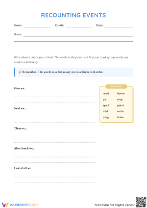 Recounting Events Worksheet | Grade 2-4 Essential