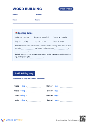 Word Building Suffixes Worksheet | Grade 4-6 Printable