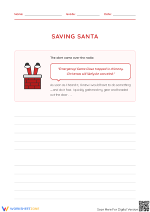 Saving Santa Narrative Writing Prompt | Grade 4 Printable