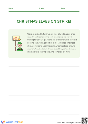 Elves on Strike Writing Prompt | Grade 5 Essential