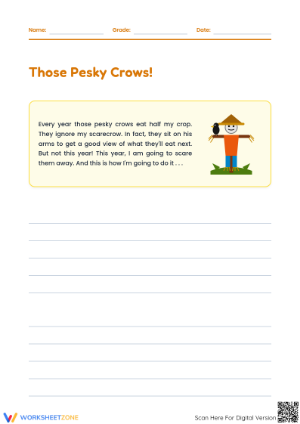 Narrative Writing Guide: Those Pesky Crows | Grade 4-7