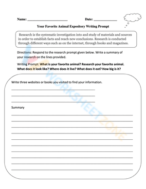 Your Favorite Animal Expository Writing Prompt