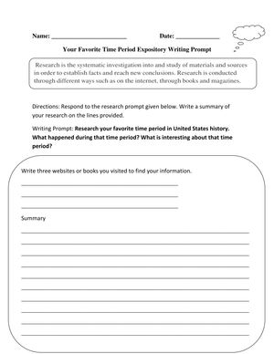 Your Favorite Time Period: Expository Writing Prompt