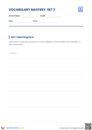 Essential Vocabulary Mastery Worksheet | Grades 6-9