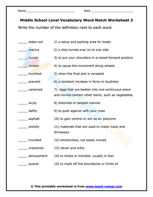 Vocabulary Matching Words 3