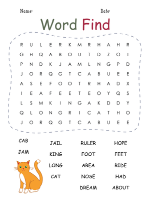 Printable 1st Grade Word Search: Vocabulary & Spelling