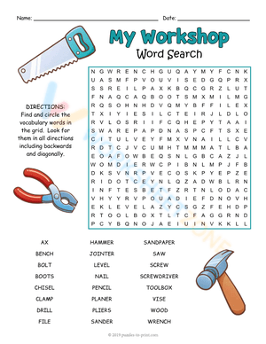 My Workshop: Identifying Tools Worksheet