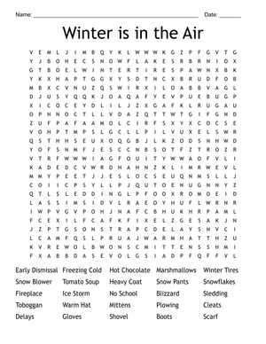 Winter Word Search Printable Worksheet | Grades 3-5