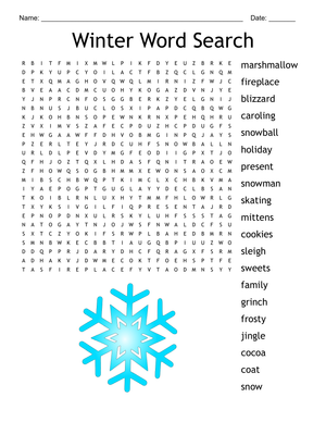 Winter Word Search: Printable Grade 4-5 ELA Activity