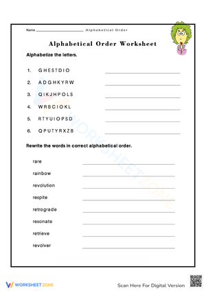 Practice Alphabetizing Letters and Words