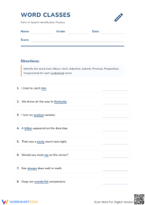 Word Classes Practice | Grade 4 Essential Grammar