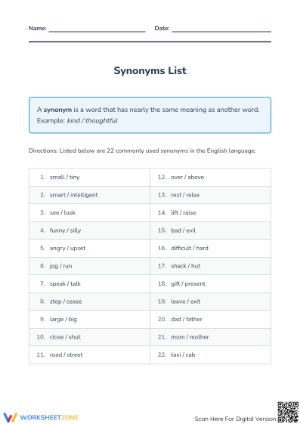 Synonyms Practice Worksheet | Grade 4 Essential