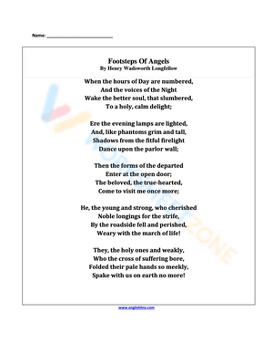 Exploring Poetic Form: Worksheet 7
