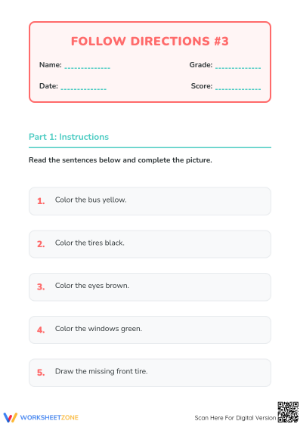 Following Directions Worksheet for Enhanced Comprehension