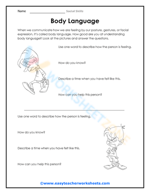 Decoding Non-Verbal Cues with Body Language Worksheet