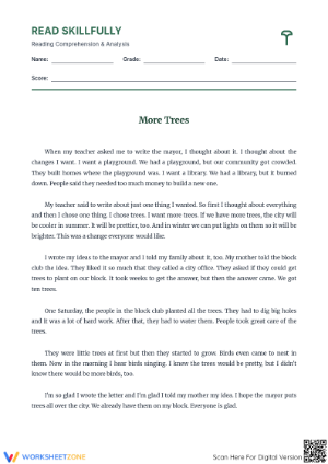 Printable Close Reading Worksheet | Grade 10 ELA