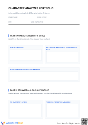 Character Analysis Portfolio | Grade 10-12 Essential