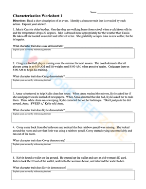 Character Worksheets 1