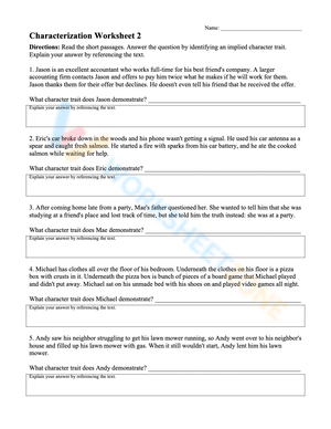 Character Worksheets 2
