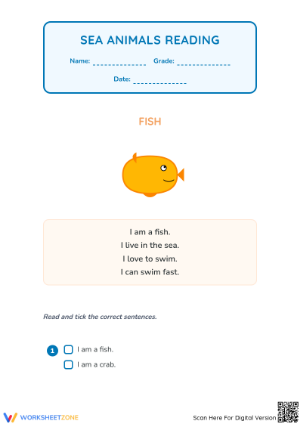 Reading Comprehension Worksheet | Grade 1 ELA Printable