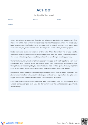 Grade 4 Reading Comprehension — Printable No-Prep Worksheet