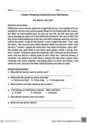 Grade 3 Reading Comprehension: Do What You Can