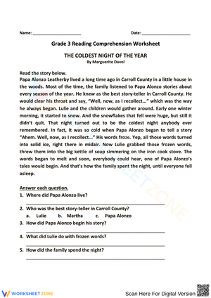 Reading Comprehension | The Coldest Night