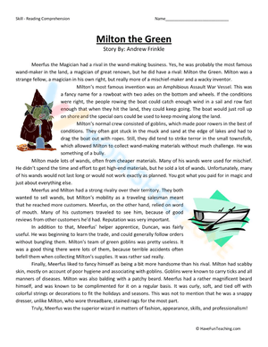 Grade 7 Reading Comprehension — Printable No-Prep Worksheet