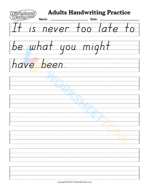 Handwriting Practice Worksheet: Motivational Quote