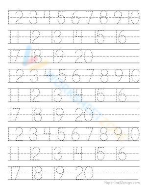 Numbers Handwriting Practice Worksheet: 1 to 20