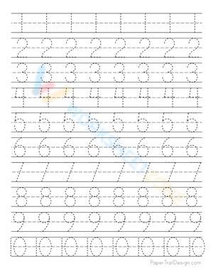 Numbers Handwriting Practice Worksheet: 1 to 10