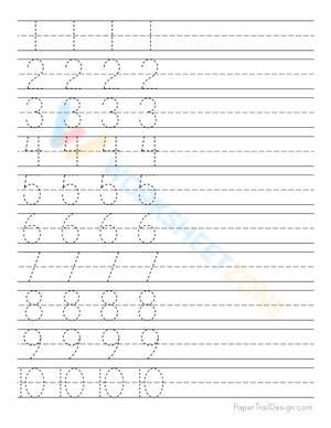 Numbers Handwriting Practice 1-10
