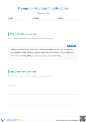Cursive Handwriting Paragraph Practice 