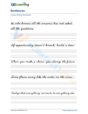 Sentence Handwriting Practice Worksheet 