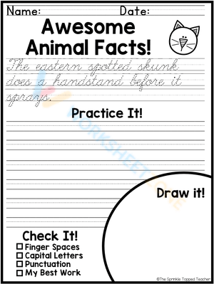 Animal Facts Handwriting