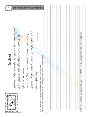 Daily Handwriting Practice Worksheet: Short Phrase