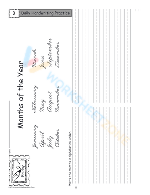 Practice Cursive Handwriting - Months of the Year