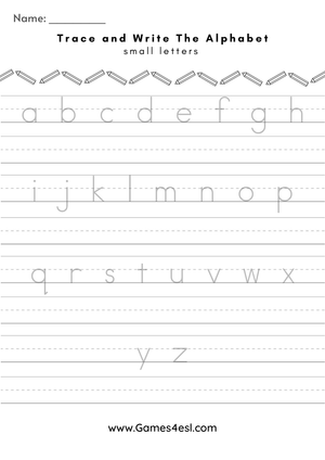 Alphabet Handwriting Practice Worksheet: Lower Case