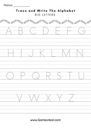 Alphabet Handwriting Practice Worksheet: Upper Case