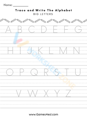 Alphabet Handwriting Practice Worksheet: Upper Case