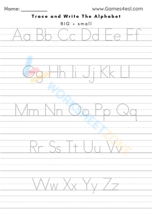 Alphabet Tracing Worksheet | Grade 1 Printable