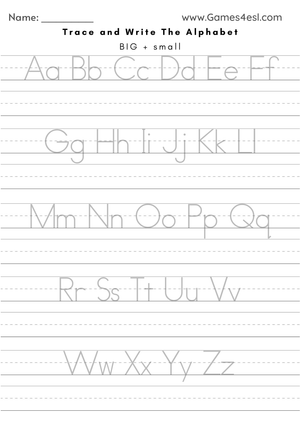 Alphabet Tracing Worksheet | Grade 1 Printable