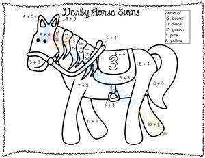 Derby Horse Sums Worksheet: Math Fun