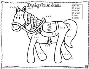 Derby Horse Sums Worksheet: Math Fun