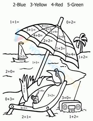 Addition Color by Number | Beach Day Fun