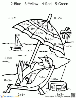 Addition Color by Number | Beach Day Fun
