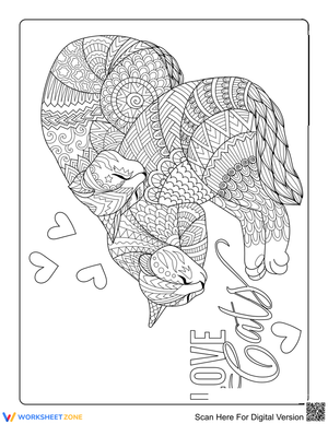 Sleeping Cats Coloring Page | Essential Adult Printable