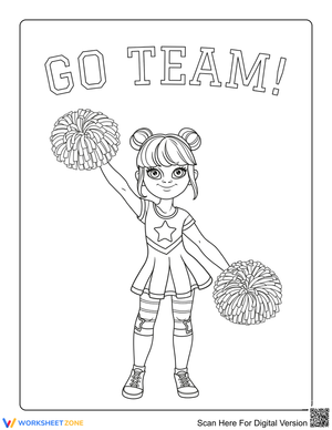 Grade K Cheerleader — Printable No-Prep Worksheet